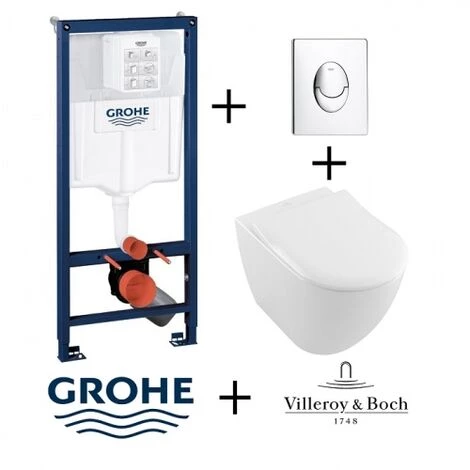 GROHE Pack WC Grohé Rapid SL Mural + Cuvette Subway 2.0 Sans Bride + Plaque Chromée Brillante 4 GROHE Pack WC Grohé Rapid SL Mural + Cuvette Subway 2.0 Sans Bride + Plaque Chromée Brillante – Image 2