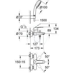 Grohe Mitigeur Monocommande, 1/2' Pour Baignoire Eurostyle Cosmopolitan Chromé (3359220A) -GROHE Soldes 8505723 2