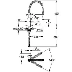 Grohe Get Mitigeur Cuisine Semi-pro Avec Ressort Et Douchette 2 Jets, Chrome (30361000) -GROHE Soldes 8930337 4