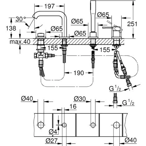 Grohe Essence Façade Pour Combiné Monocommande 4 Trous Montage Avec Ou Sans Châssis, Hard Graphite (19578A01) 4 Grohe Essence Façade Pour Combiné Monocommande 4 Trous Montage Avec Ou Sans Châssis, Hard Graphite (19578A01) – Image 2
