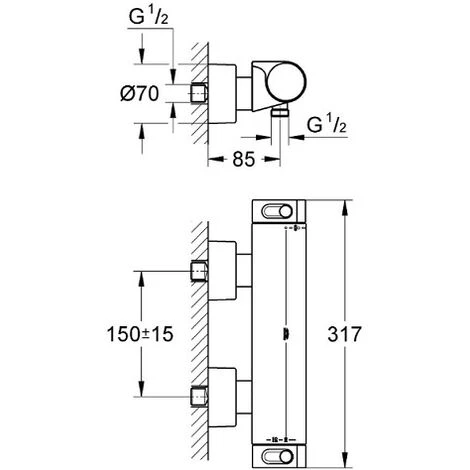 GROHE - Mitigeur Thermostatique 1/2 Grohtherm 2000 Avec Ensemble De Douche 4 Jets 5 GROHE - Mitigeur Thermostatique 1/2 Grohtherm 2000 Avec Ensemble De Douche 4 Jets – Image 3