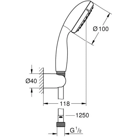 Grohe Tempesta 100 Support De Douche Mural 2 Jets, Chromé (2779810E) 4 Grohe Tempesta 100 Support De Douche Mural 2 Jets, Chromé (2779810E) – Image 2