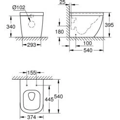 Grohe Euro Ceramic Cuvette WC à Poser Au Sol Avec PureGuard, Blanc Alpin (3933900H) -GROHE Soldes 9543817 3