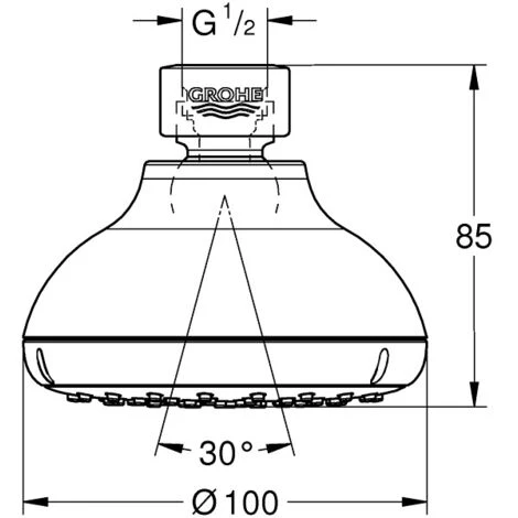 Grohe New Tempesta 100 Pomme De Douche à 1 Mode De Pulvérisation, Chromé (26050001) 4 Grohe New Tempesta 100 Pomme De Douche à 1 Mode De Pulvérisation, Chromé (26050001) – Image 2