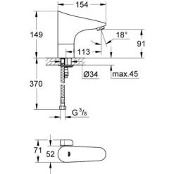 Grohe Europlus E Mitigeur Lavabo Infrarouge 1/2' Avec Limiteur De Température Ajustable, Chromé (36207001) -GROHE Soldes 9689657 2