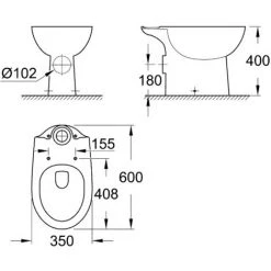 Grohe Bau Ceramic Cuvette WC à Poser, Blanc Alpin (39428000) 5 Grohe Bau Ceramic Cuvette WC à Poser, Blanc Alpin (39428000) -GROHE Soldes 9722706 2