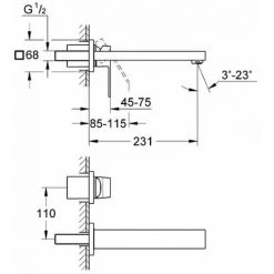 GROHE Mitigeur Mural Lavabo Eurocube Taille M 9 GROHE Mitigeur Mural Lavabo Eurocube Taille M -GROHE Soldes 9757592 3